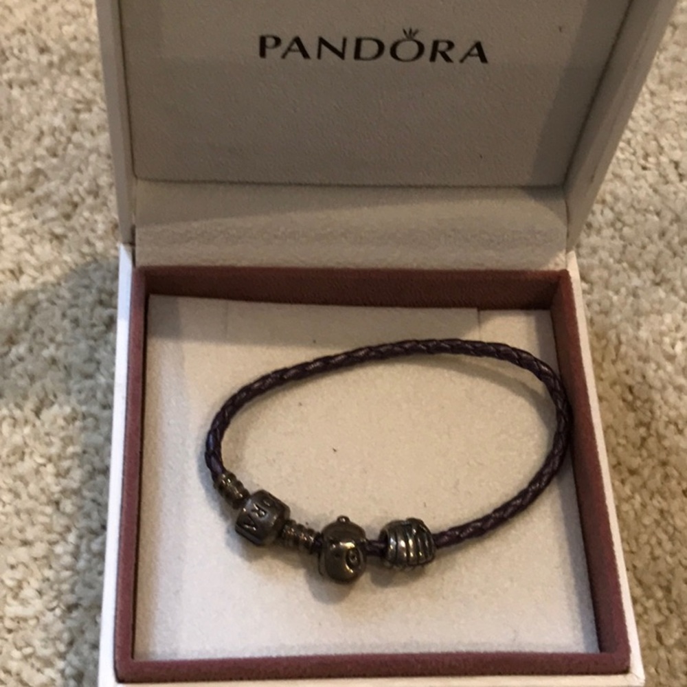 Pandora single braid bracelet and charms